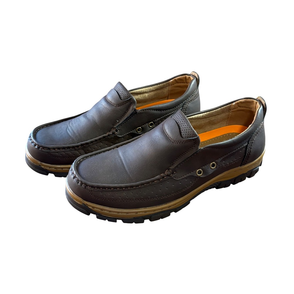 Smith's Workwear Memphis Loafers Mens 8.5 Brown Rugged Slip On Shoes EUC